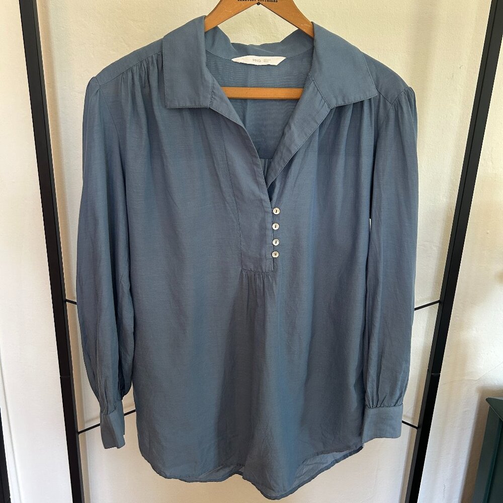 Like New Mango Oversized Blue Blouse